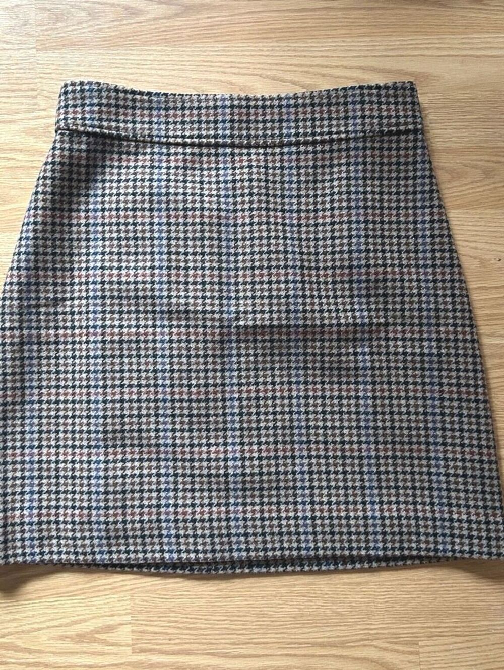 J.Crew Size 4 Wool Blend Houndstooth Plaid Mini Skirt Academia